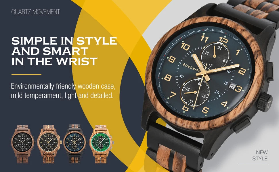 Bobo Bird Relógio Masculino de Madeira – Artesanal, Vintage e Exclusivo