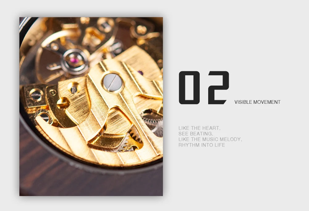 Relógio Mecânico de Madeira BOBO BIRD – Luxo Masculino Automático