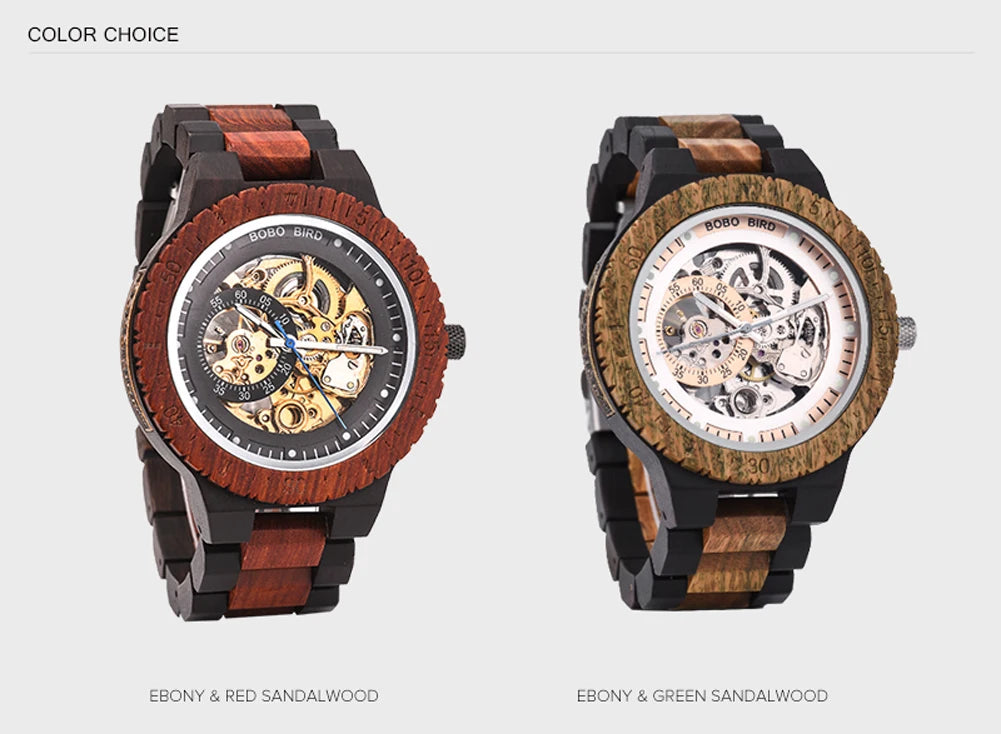 Relógio Mecânico de Madeira BOBO BIRD – Luxo Masculino Automático
