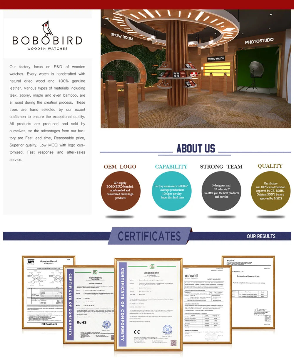 Bobo Bird Relógio Masculino de Madeira – Artesanal, Vintage e Exclusivo