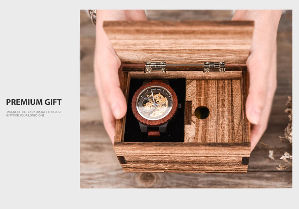 Relógio Mecânico de Madeira BOBO BIRD – Luxo Masculino Automático
