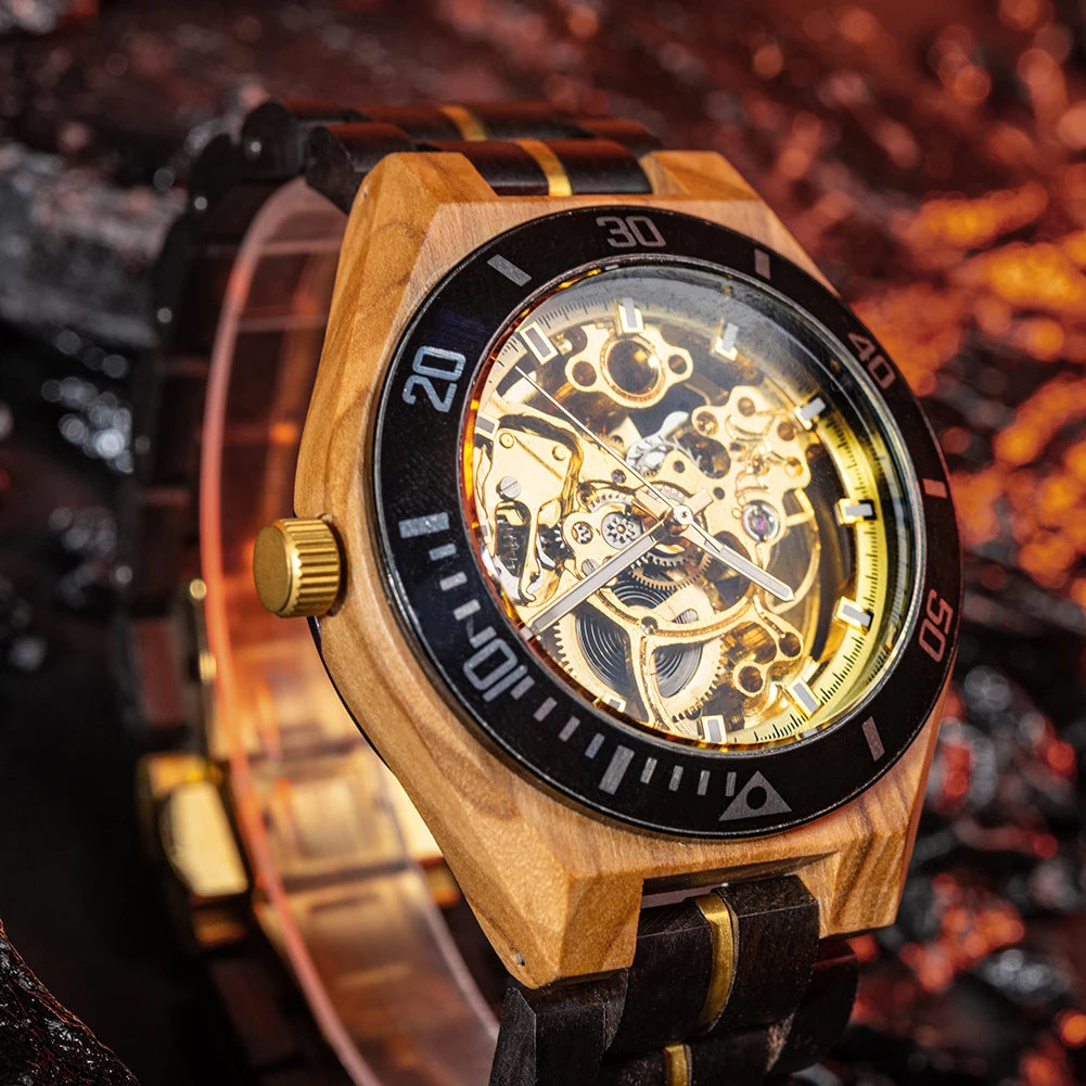 Relógio Mecânico de Madeira BOBO BIRD – Luxo Masculino Automático