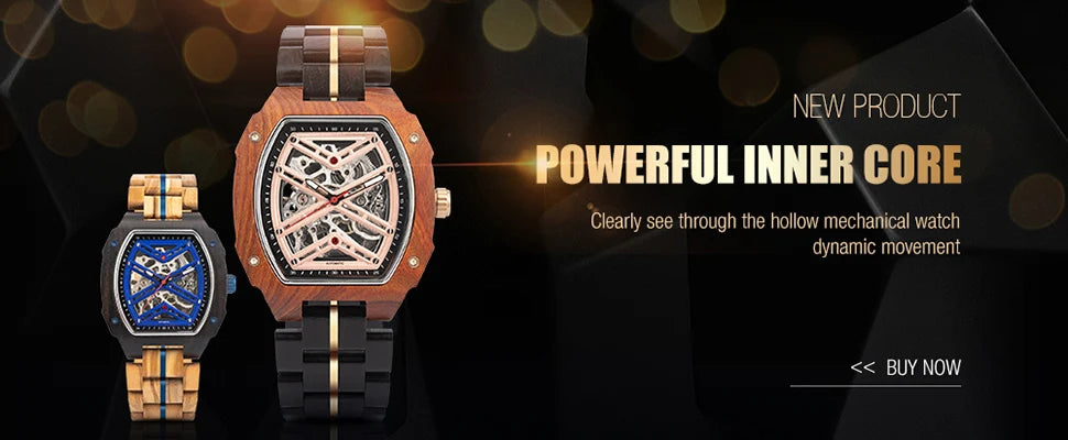 Relógio Mecânico de Madeira BOBO BIRD – Luxo Masculino Automático