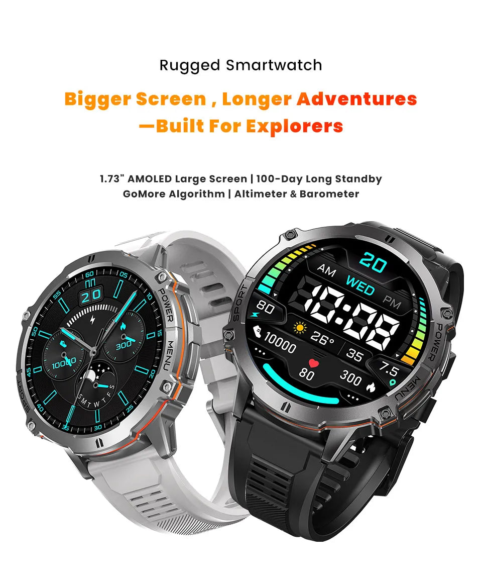 Smartwatch Militar T-Rex 3 – GPS, 10ATM, AMOLED 1.43", 170+ Modos Desporto