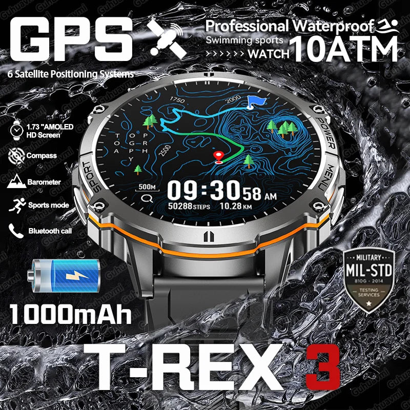 Smartwatch Militar T-Rex 3 – GPS, 10ATM, AMOLED 1.43", 170+ Modos Desporto