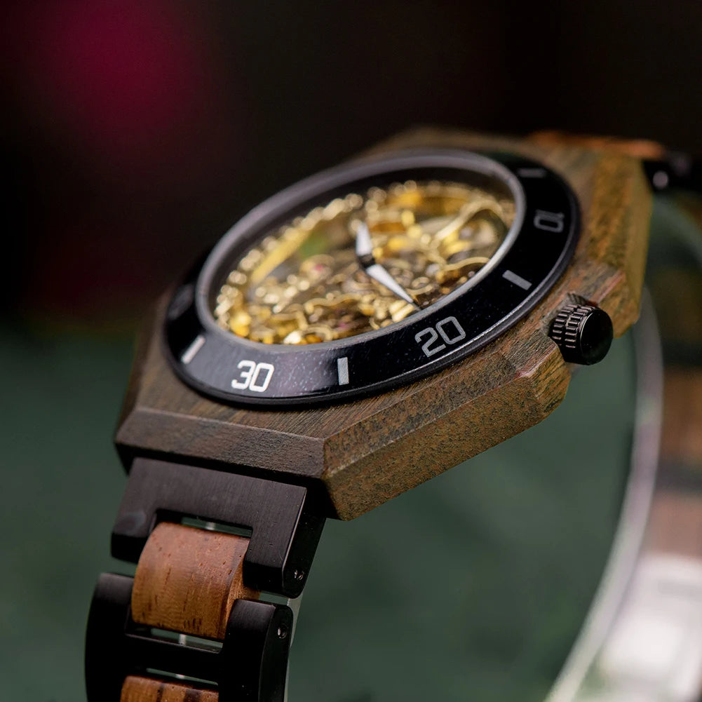 Relógio Mecânico de Madeira BOBO BIRD – Luxo Masculino Automático