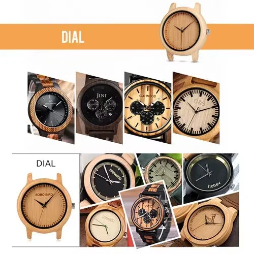 Relógio Masculino de Madeira BOBO BIRD – Mostrador em Folha Natural, Edição Artesanal