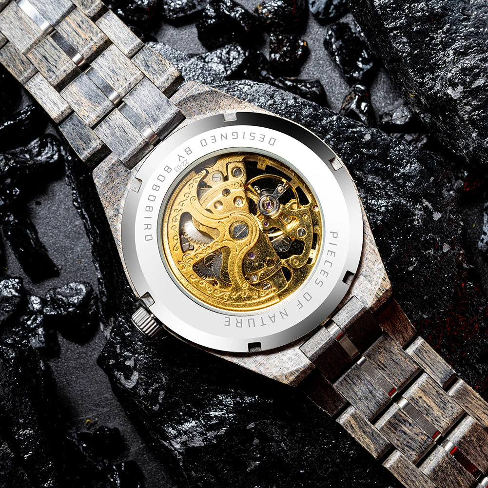 Relógio Mecânico de Madeira BOBO BIRD – Luxo Masculino Automático