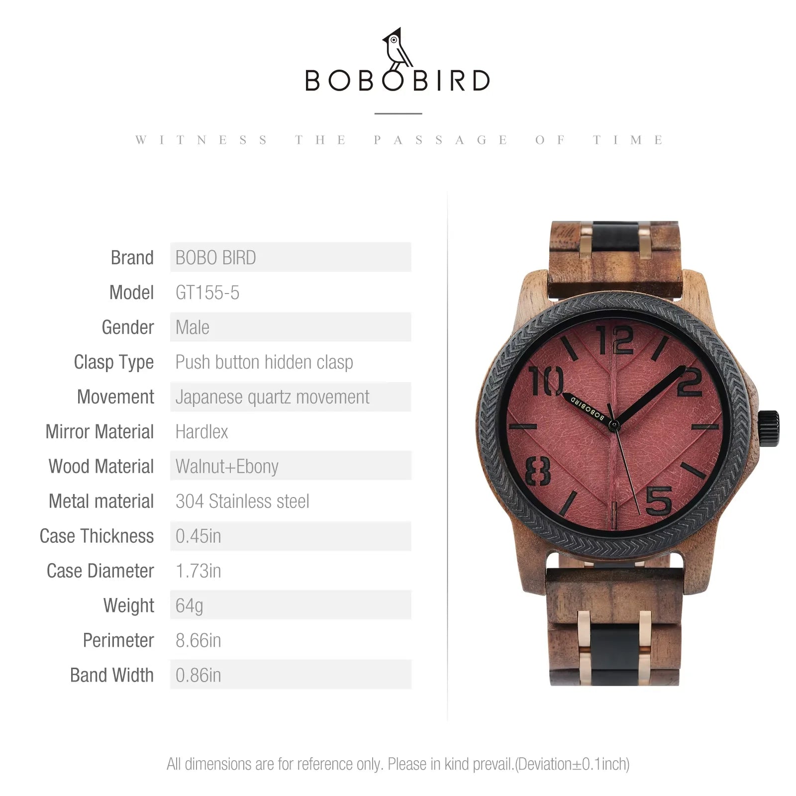 Relógio Masculino de Madeira BOBO BIRD – Mostrador em Folha Natural, Edição Artesanal