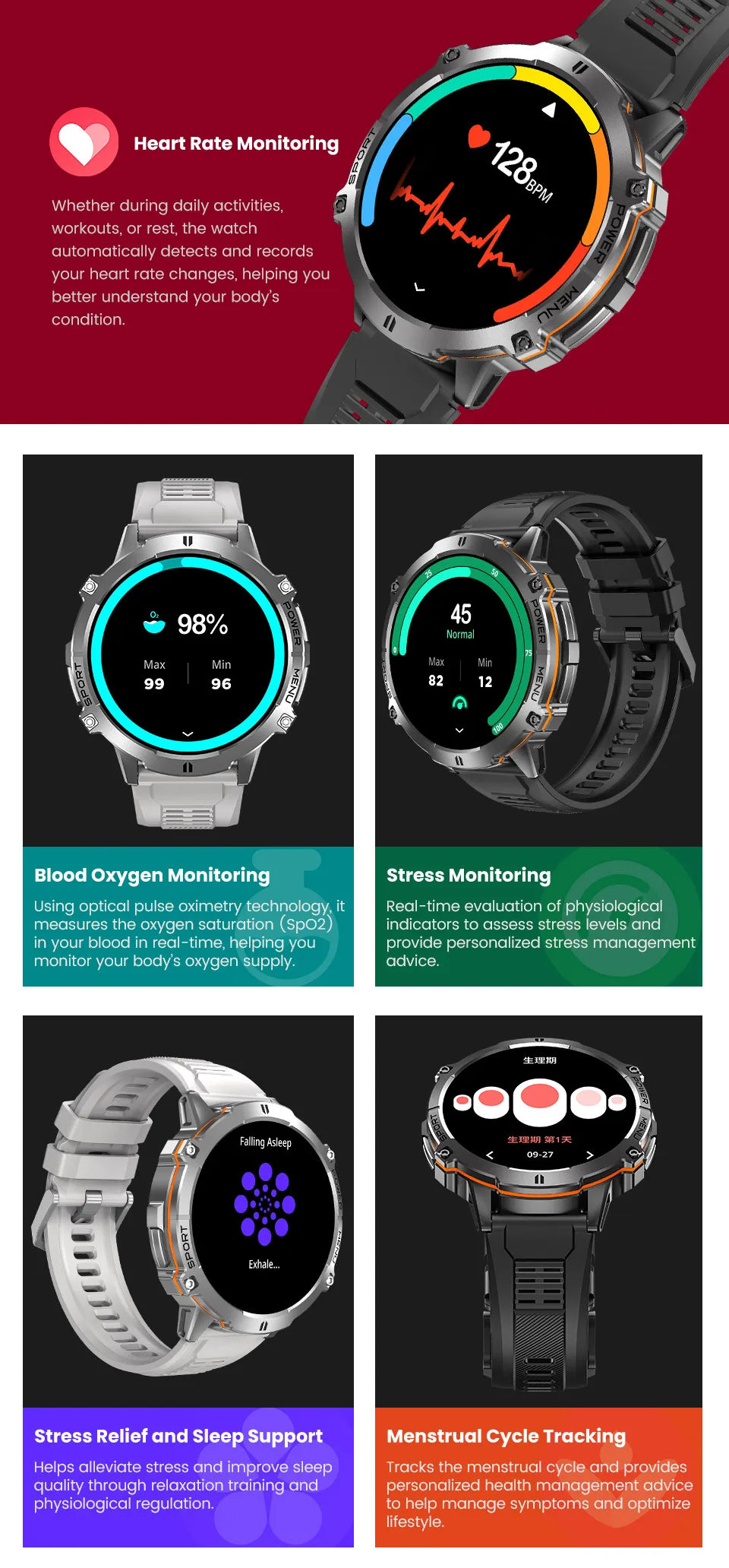 Smartwatch Militar T-Rex 3 – GPS, 10ATM, AMOLED 1.43", 170+ Modos Desporto