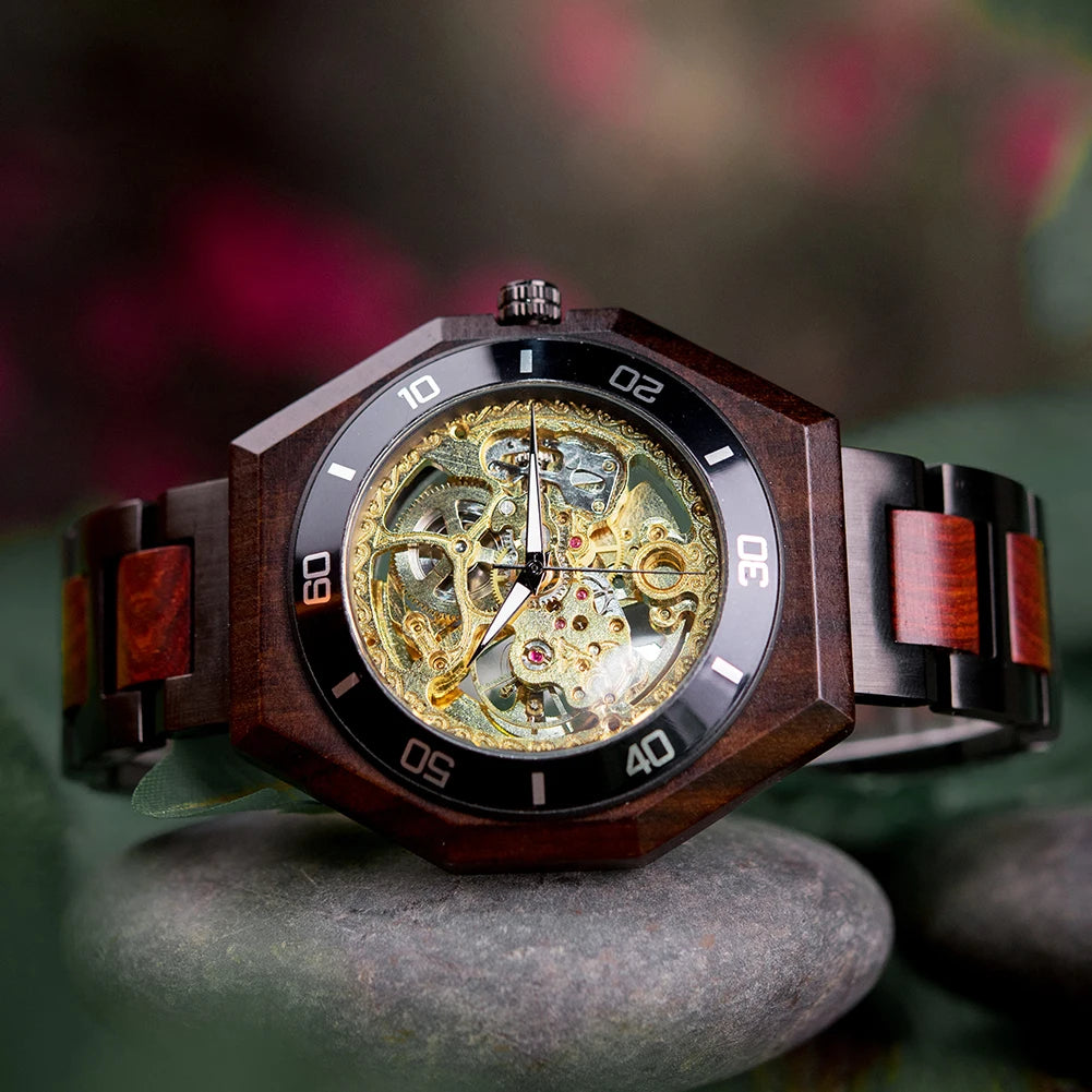 Relógio Mecânico de Madeira BOBO BIRD – Luxo Masculino Automático