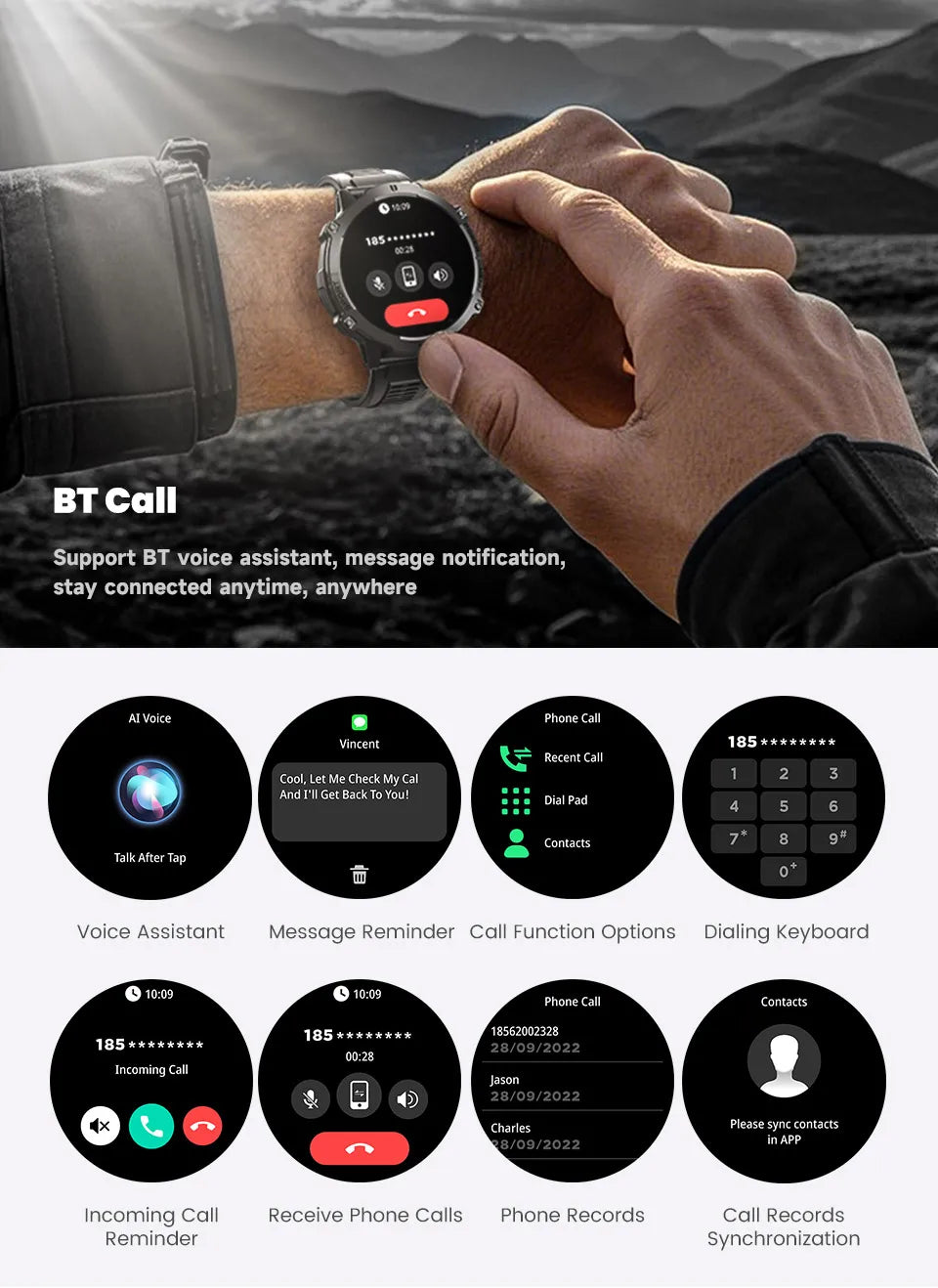 Smartwatch Militar T-Rex 3 – GPS, 10ATM, AMOLED 1.43", 170+ Modos Desporto