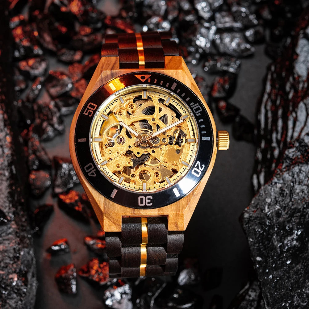 Relógio Mecânico de Madeira BOBO BIRD – Luxo Masculino Automático