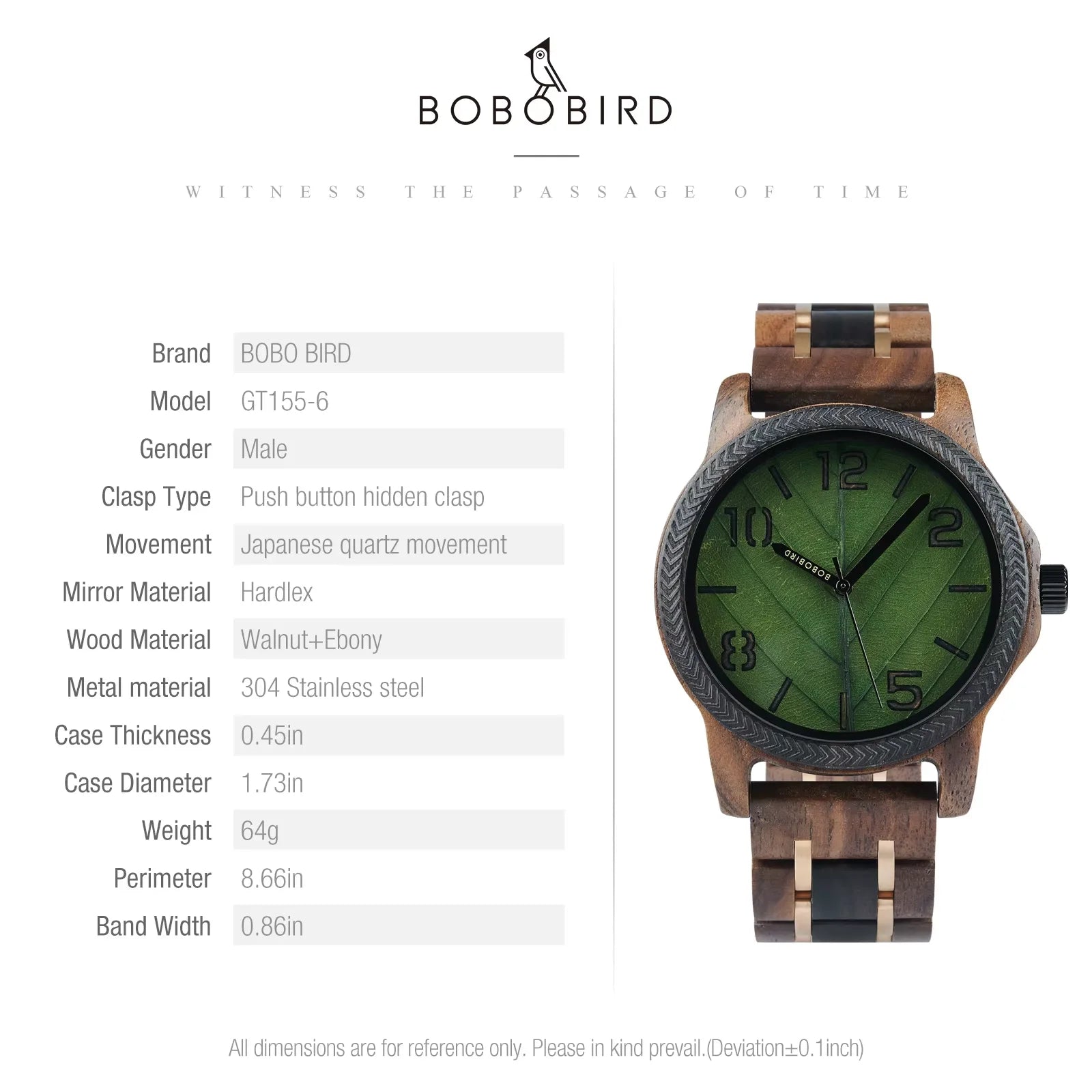 Relógio Masculino de Madeira BOBO BIRD – Mostrador em Folha Natural, Edição Artesanal