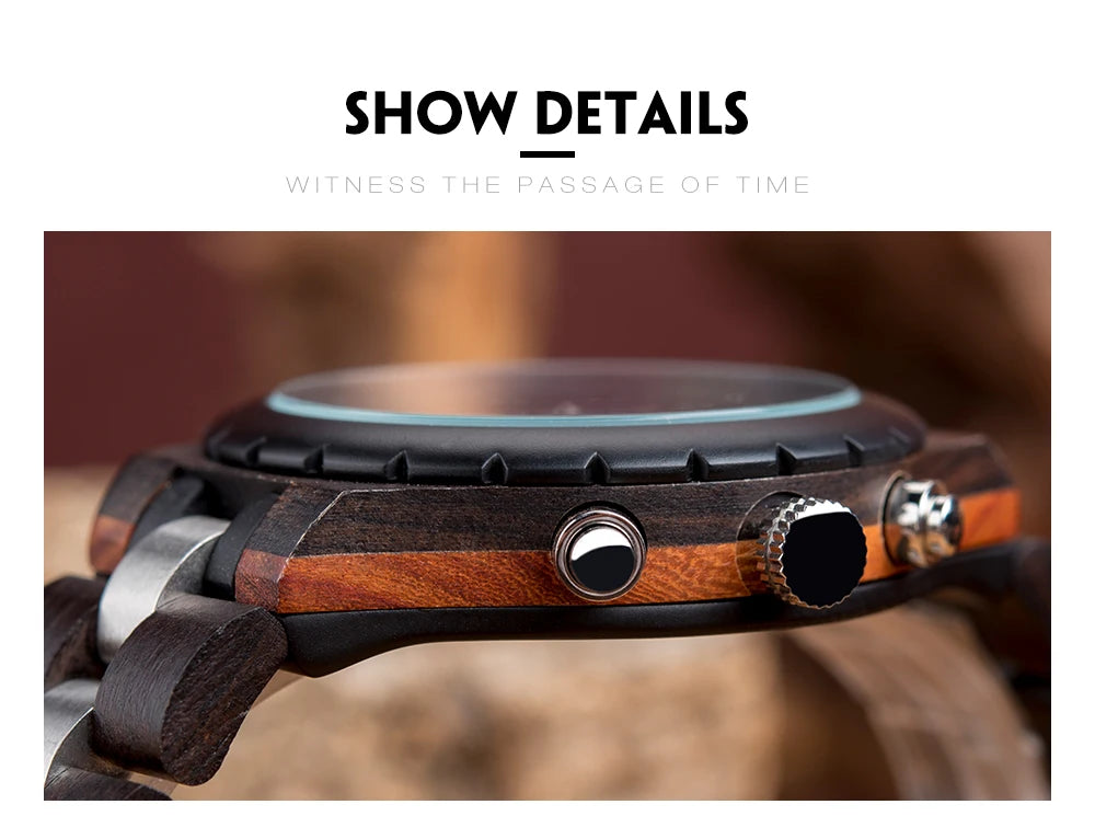 BOBO BIRD Relógio Masculino de Madeira – Cronógrafo T06